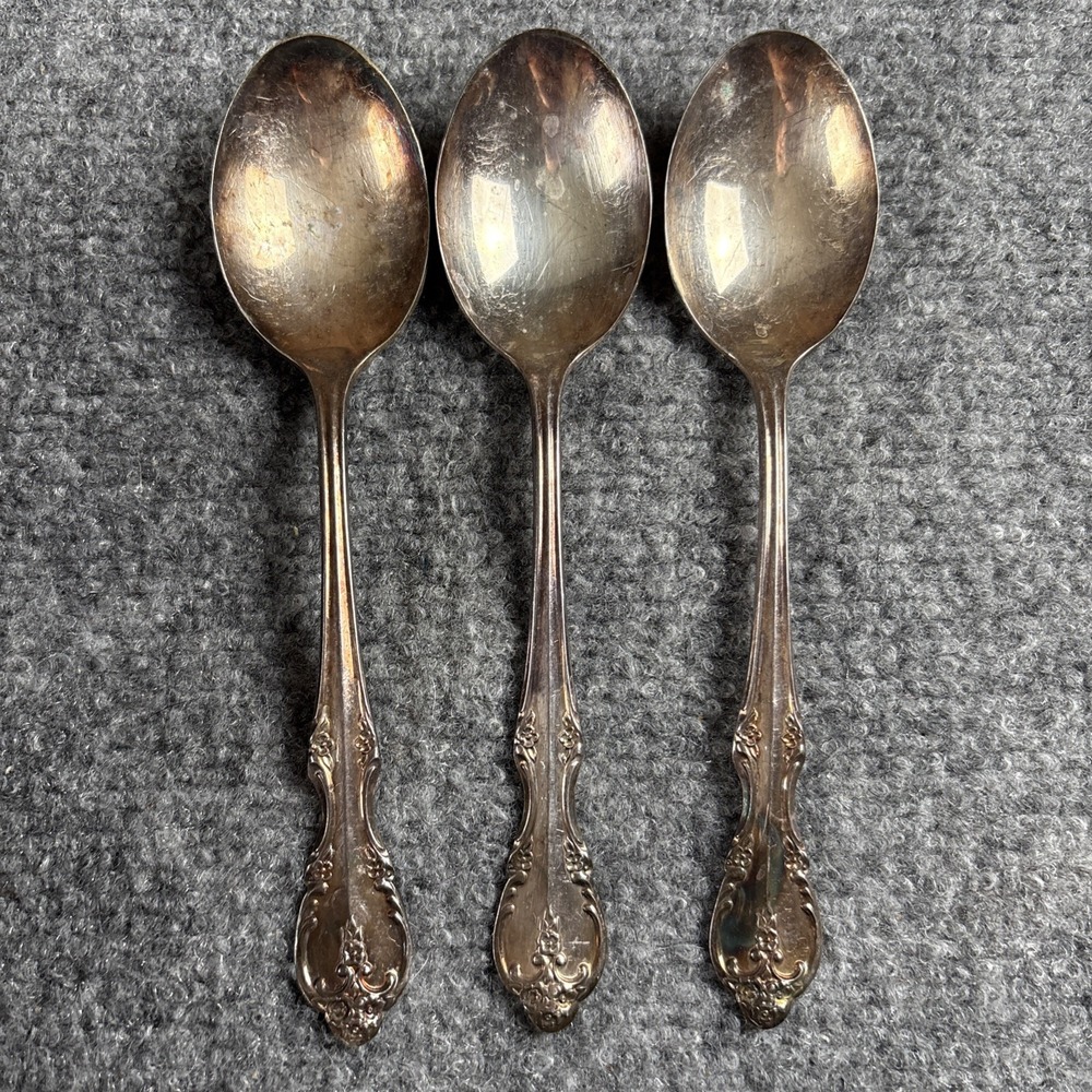 Rogers Bros Southern Splendor Silverplate Place Oval Soup Spoons Set of 3 6.75"